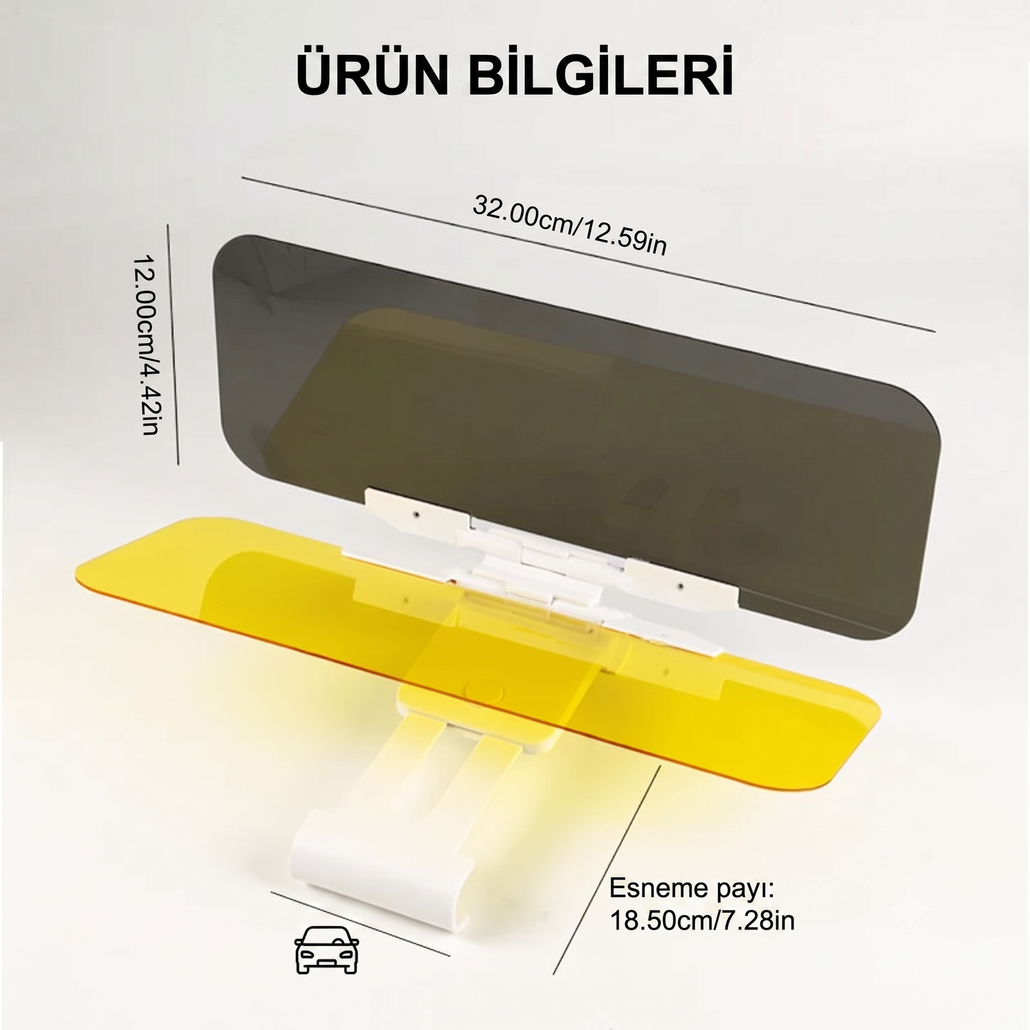 Elimin Altında | 2'si 1 Arada Araç Güneşliği Parlama Engelleyici