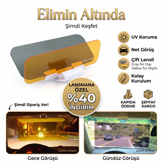 Elimin Altında | 2'si 1 Arada Araç Güneşliği Parlama Engelleyici