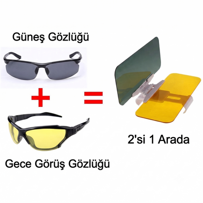 Elimin Altında | 2'si 1 Arada Araç Güneşliği Parlama Engelleyici